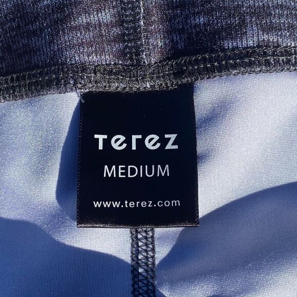 TEREZ Heathered Gray Leggings w/Colorful Side Stripes. Size Medium. EUC! - Picture 3 of 7